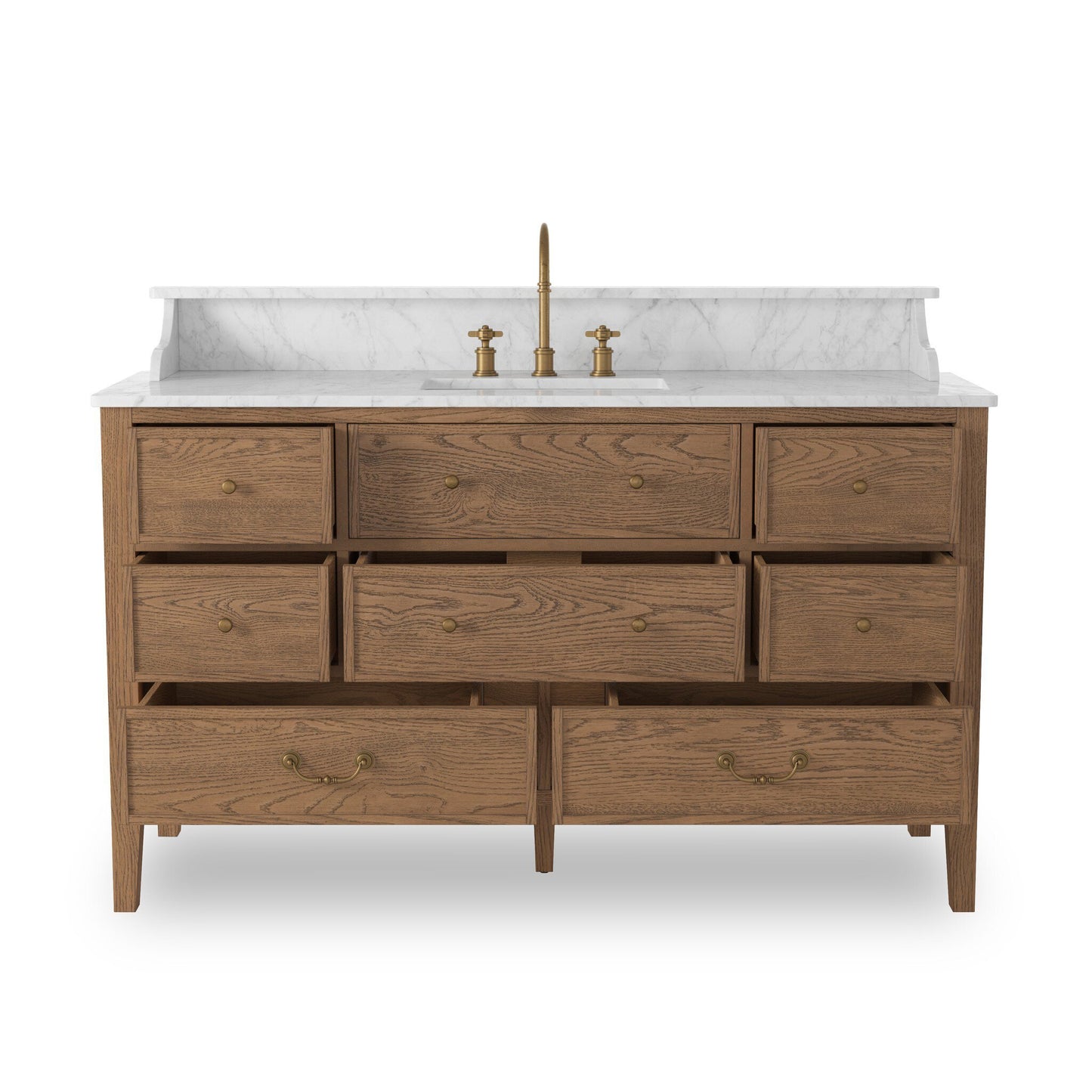 Evelyn Single Wide Vanity - Satin Worn Oak Veneer