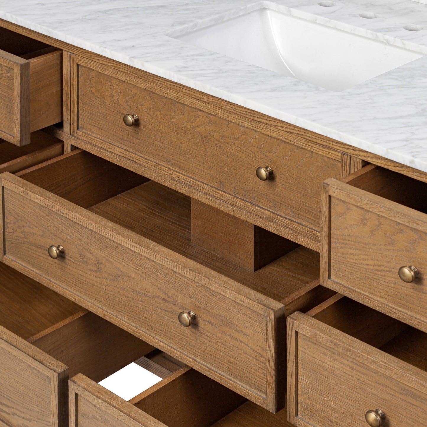 Evelyn Single Wide Vanity - Satin Worn Oak Veneer
