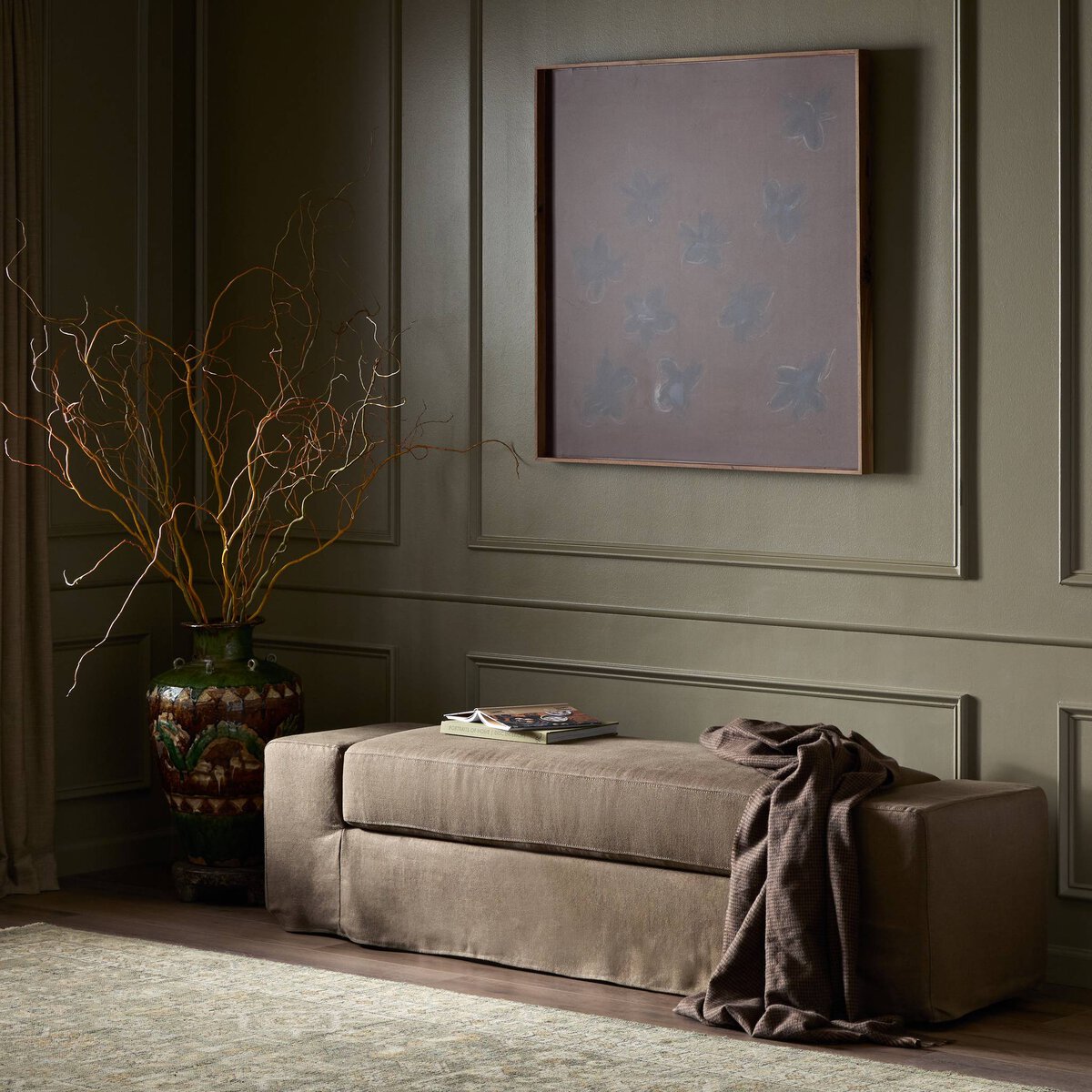 Slipcover Bench, Coffee