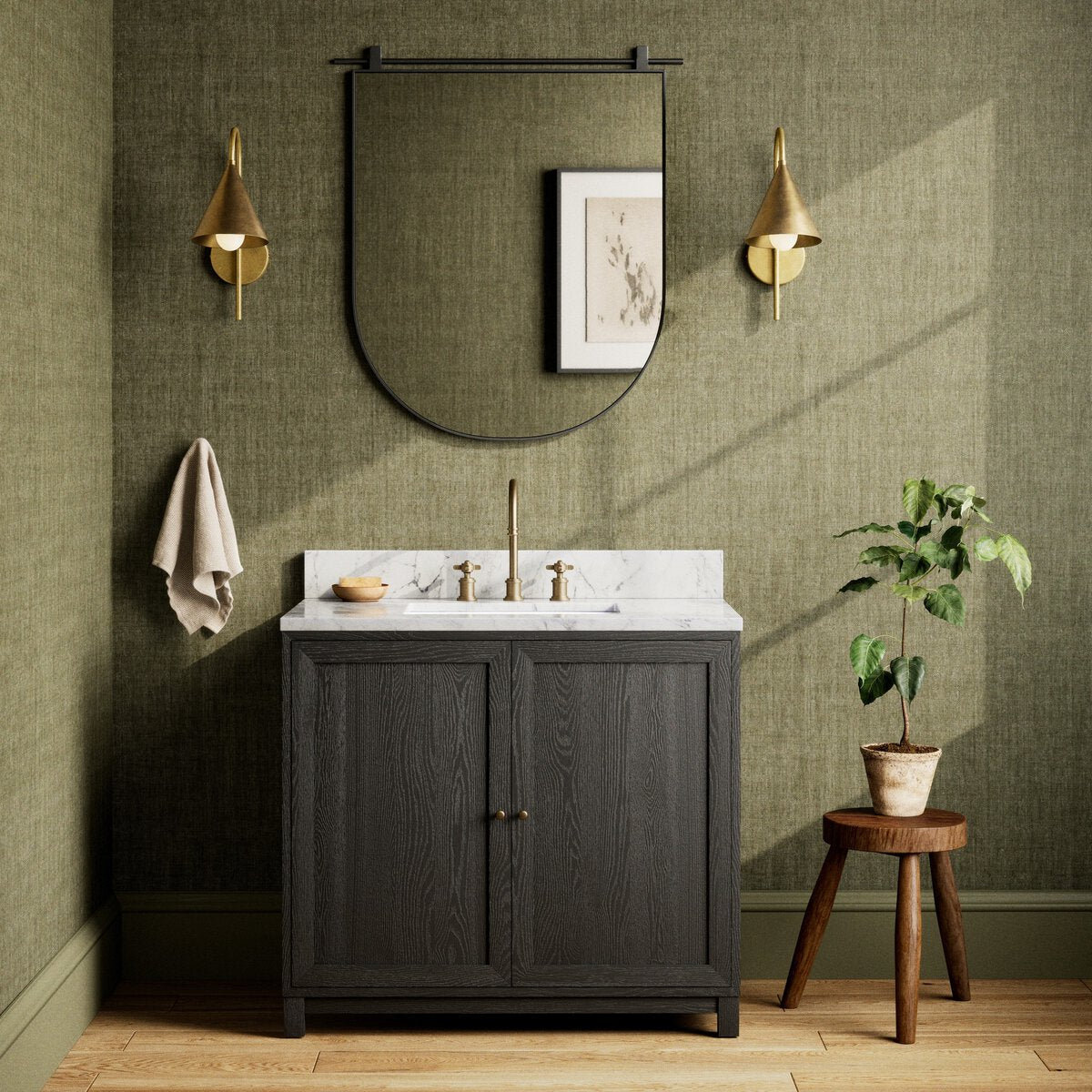 Magnus Single Vanity - Satin Drifted Black Veneer