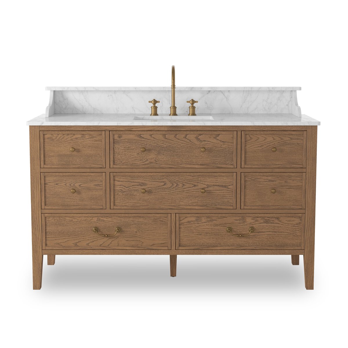 Evelyn Single Wide Vanity - Satin Worn Oak Veneer