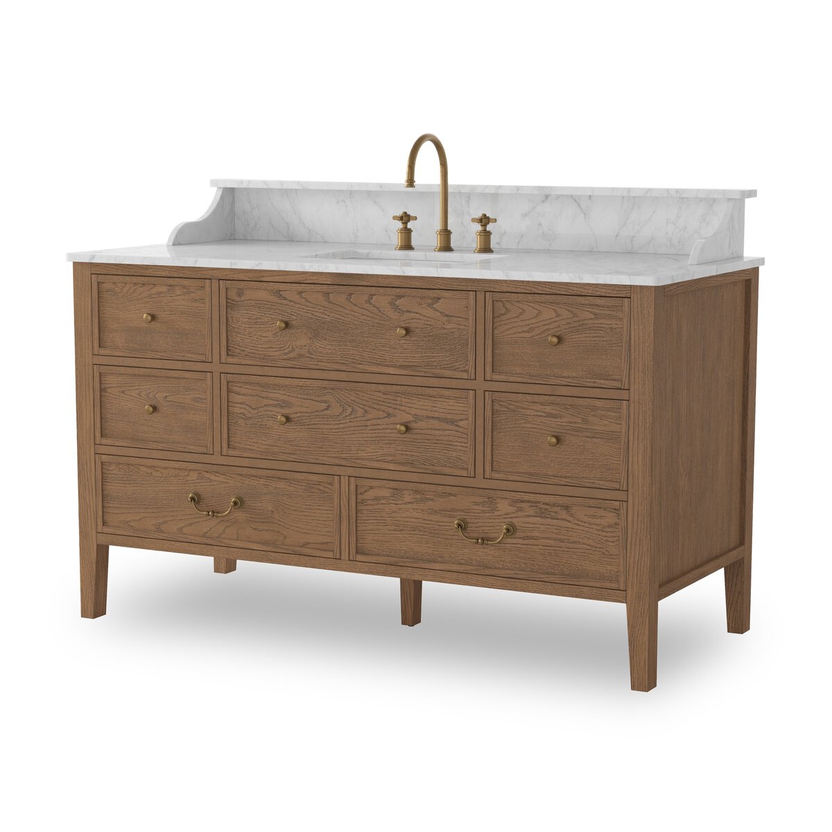 Evelyn Single Wide Vanity - Satin Worn Oak Veneer