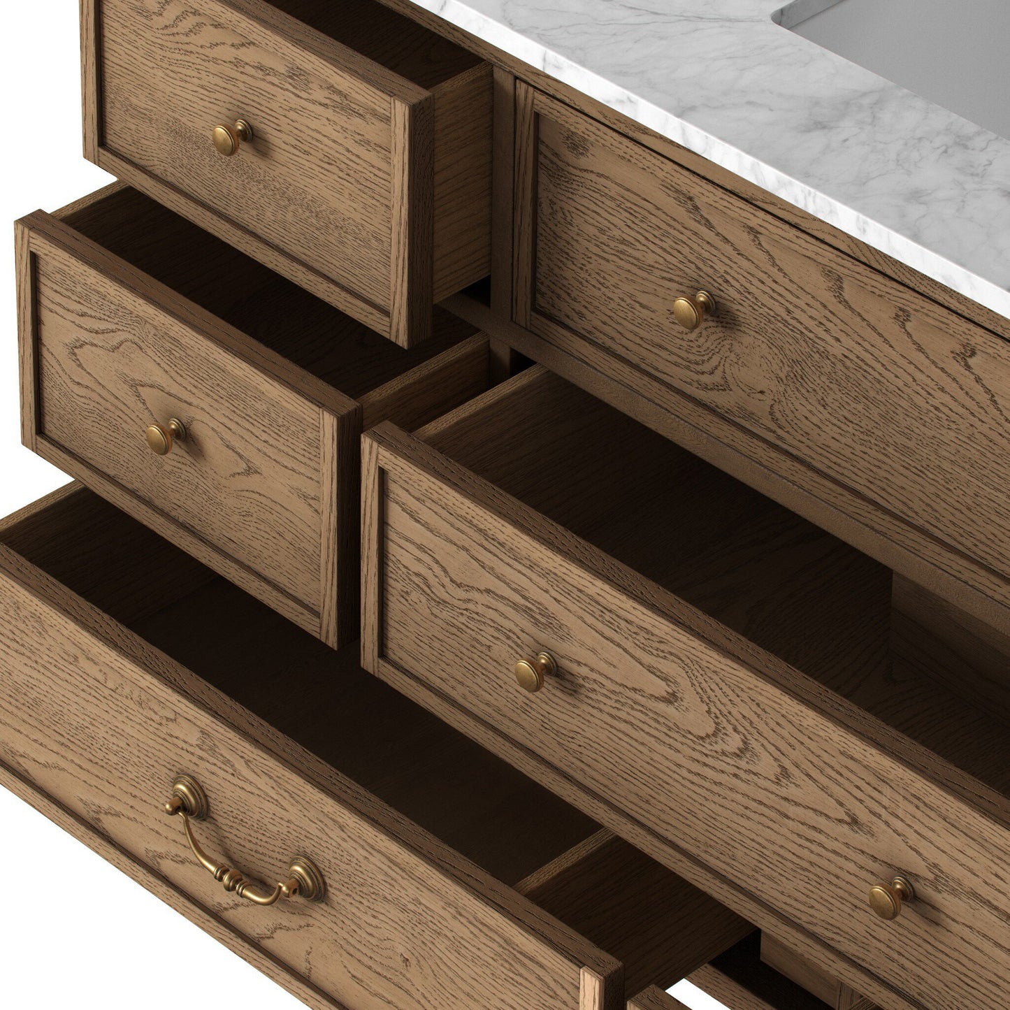 Evelyn Single Wide Vanity - Satin Worn Oak Veneer