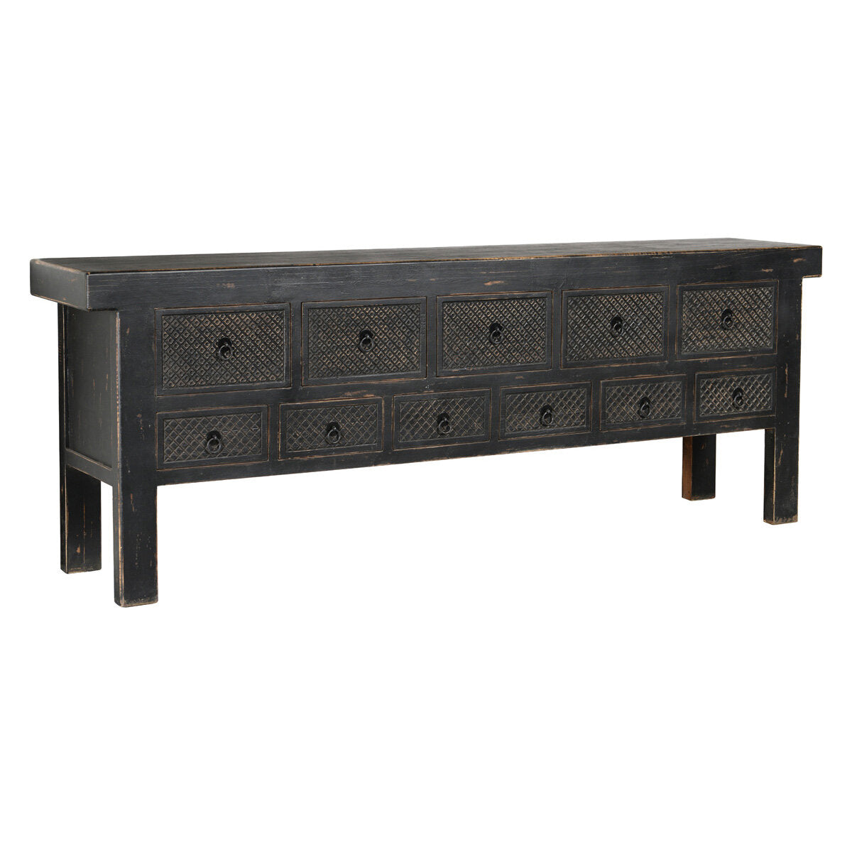Lahey 11 Drawer Console Table Antique Black