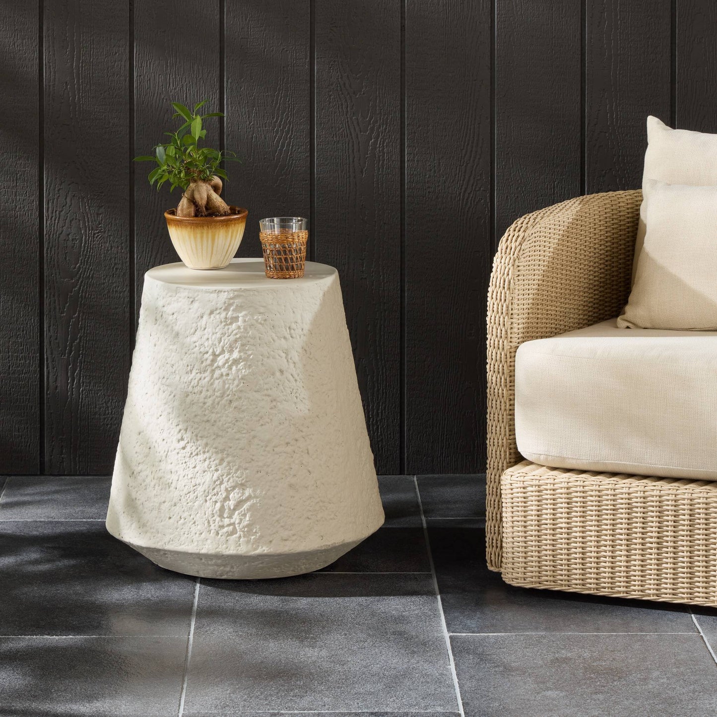 Osmond Outdoor Tapered End Table - Matte Stone
