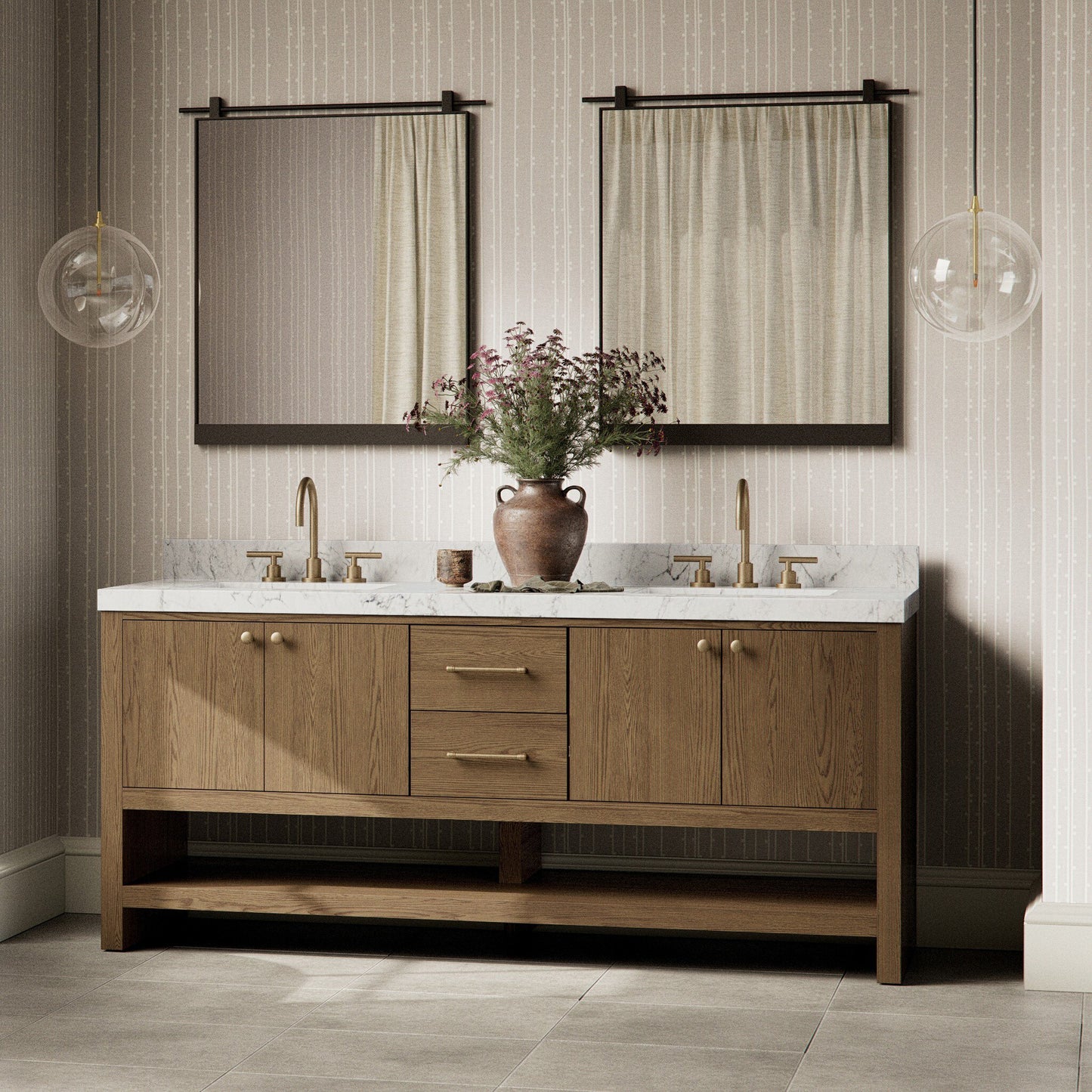 Aelred Double Vanity - Washed Natural Veneer