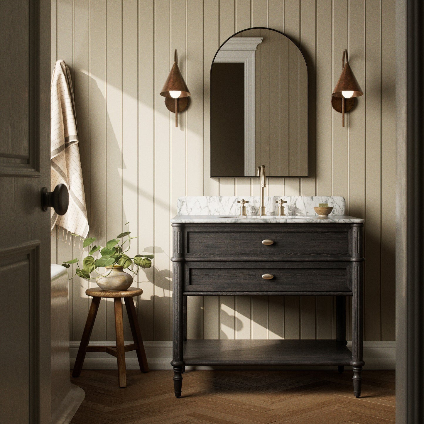 Thaddric Single Vanity - Satin Black Veneer