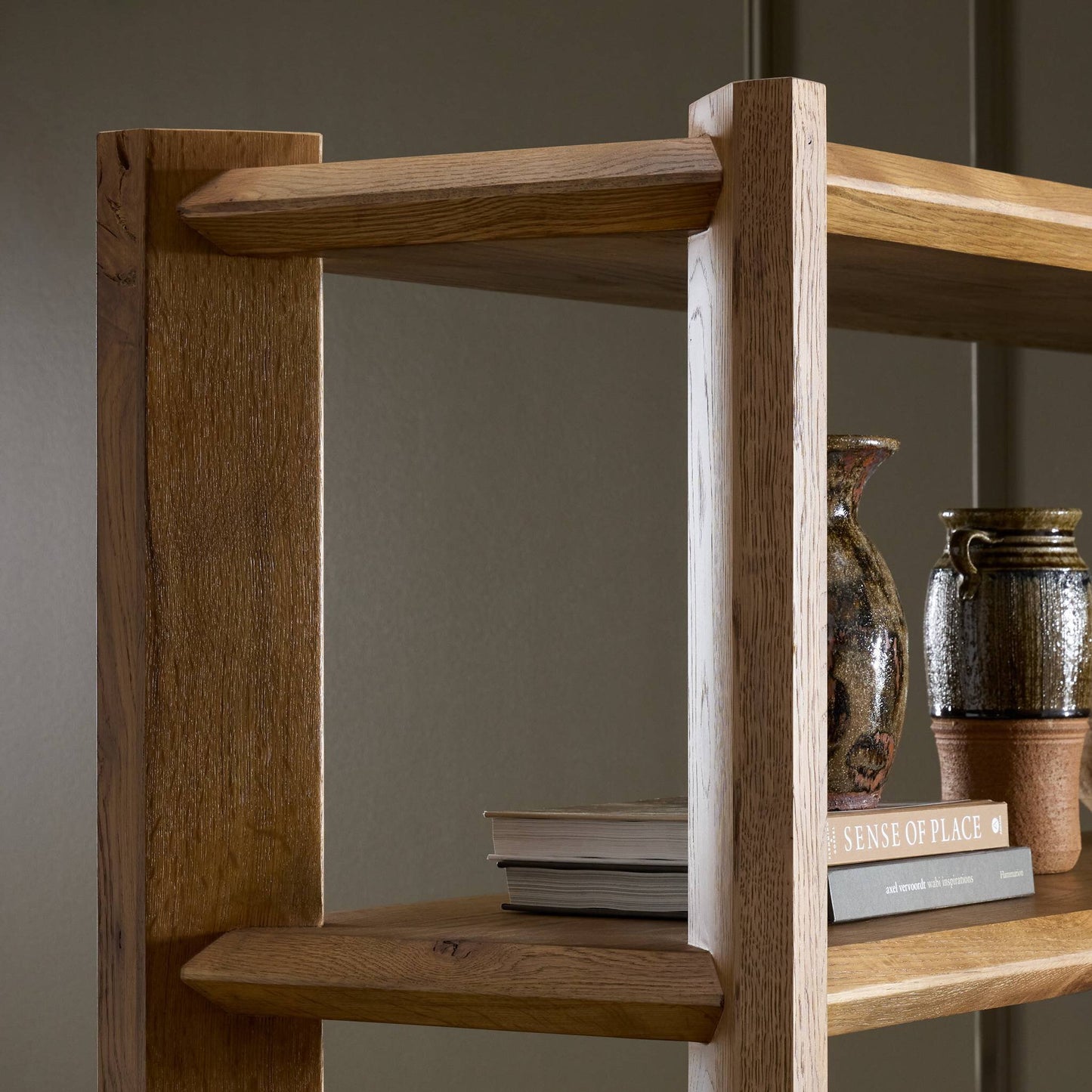 Osric Wide Bookshelf - Smoked Black Oak